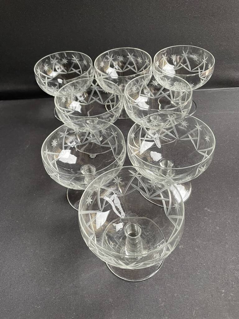 8 ½ cut crystal champagne glasses