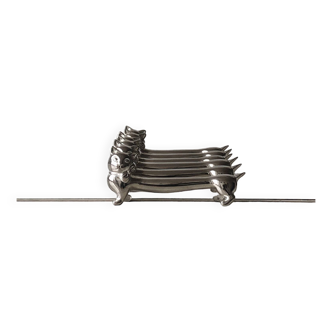 Set de 6 porte couteaux en métal argenté chat