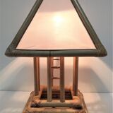 Pagoda-shaped bamboo canvas lamp