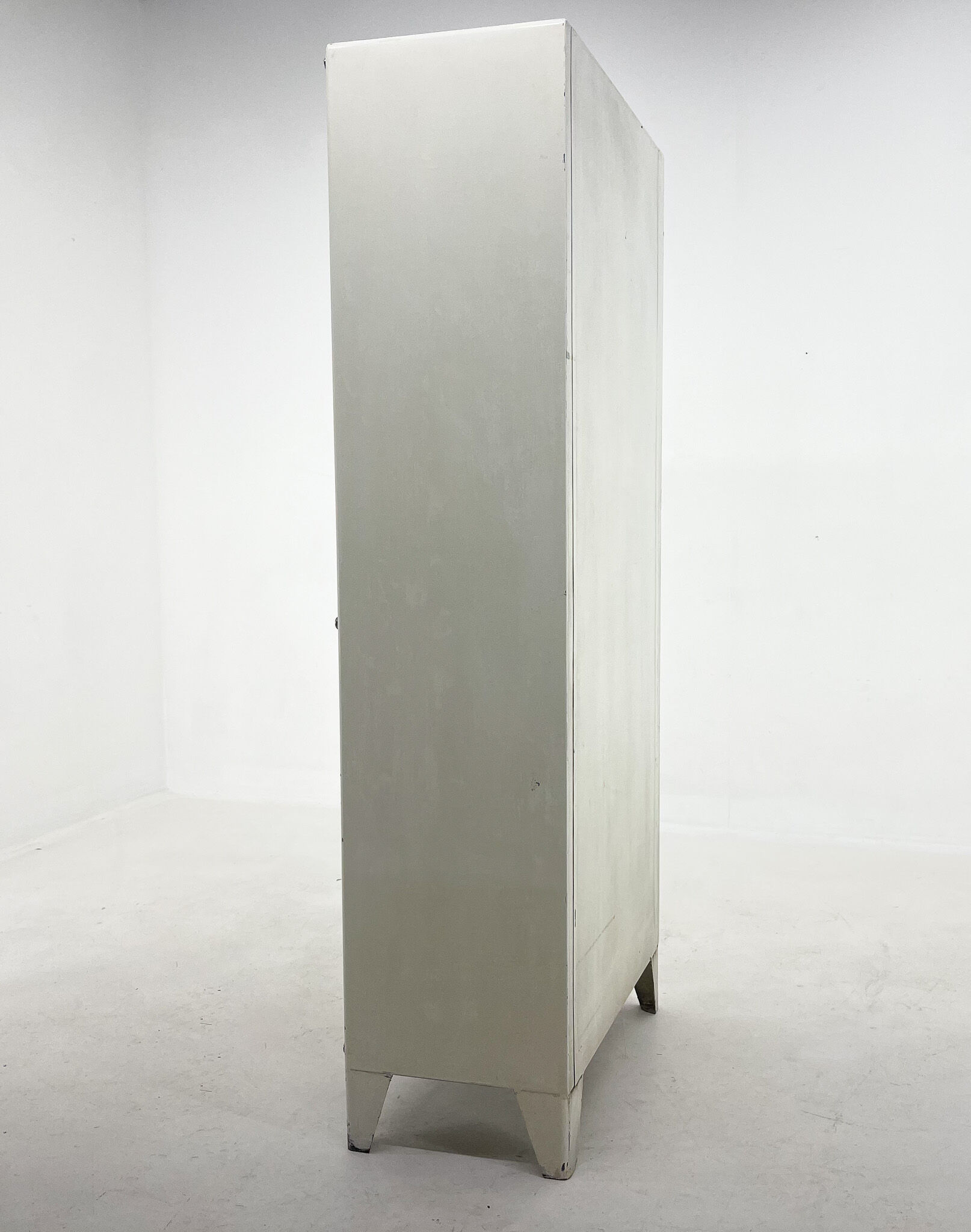 Vintage iron & glass medical cabinet, czechoslovakia