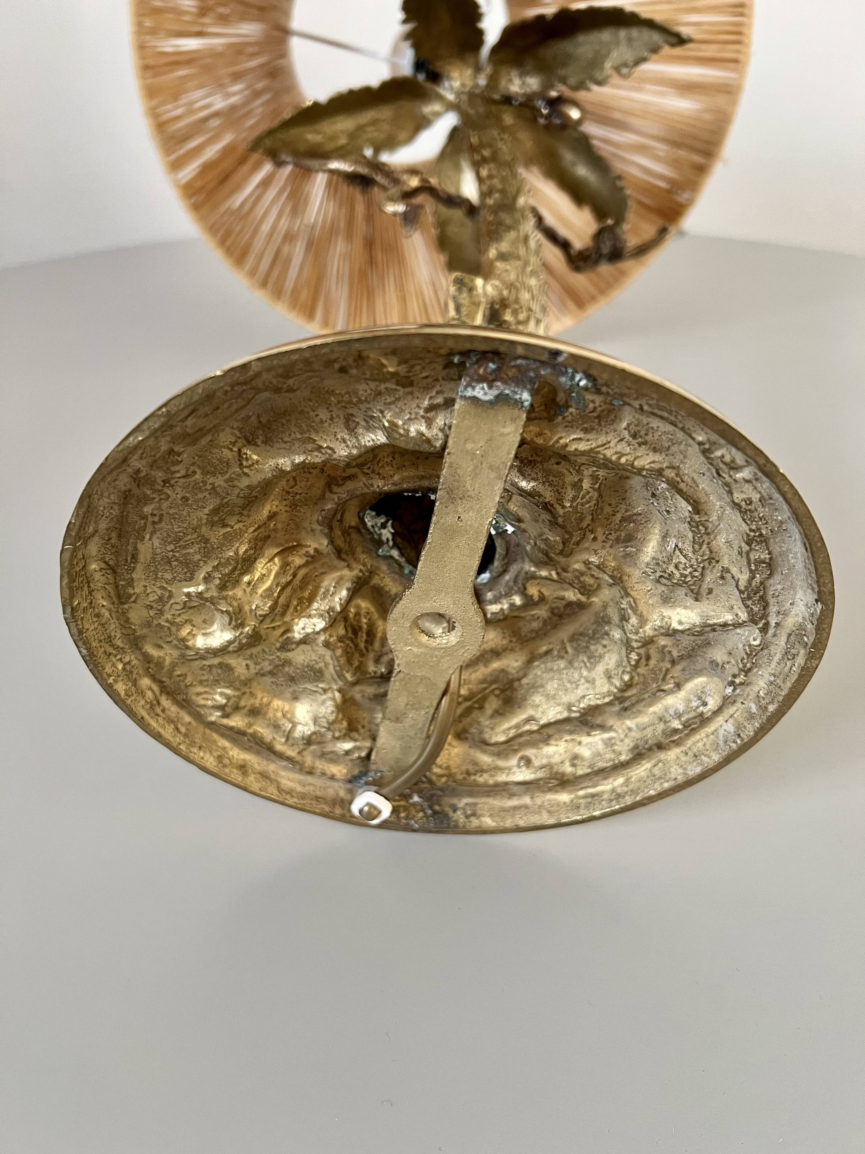 Table lamp gilded bronze palm tree and monkey