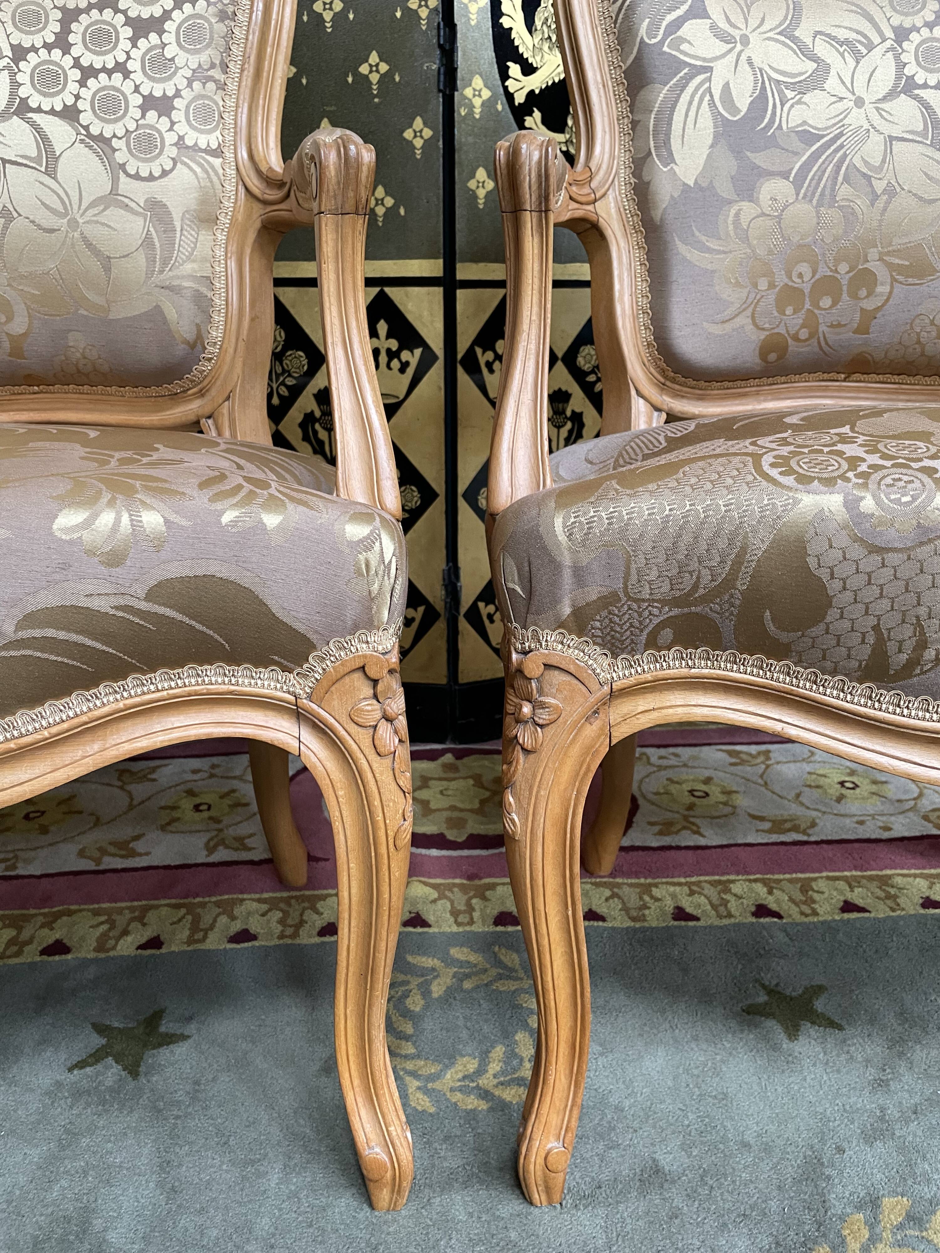Pair of Louis XV style convertible armchairs
