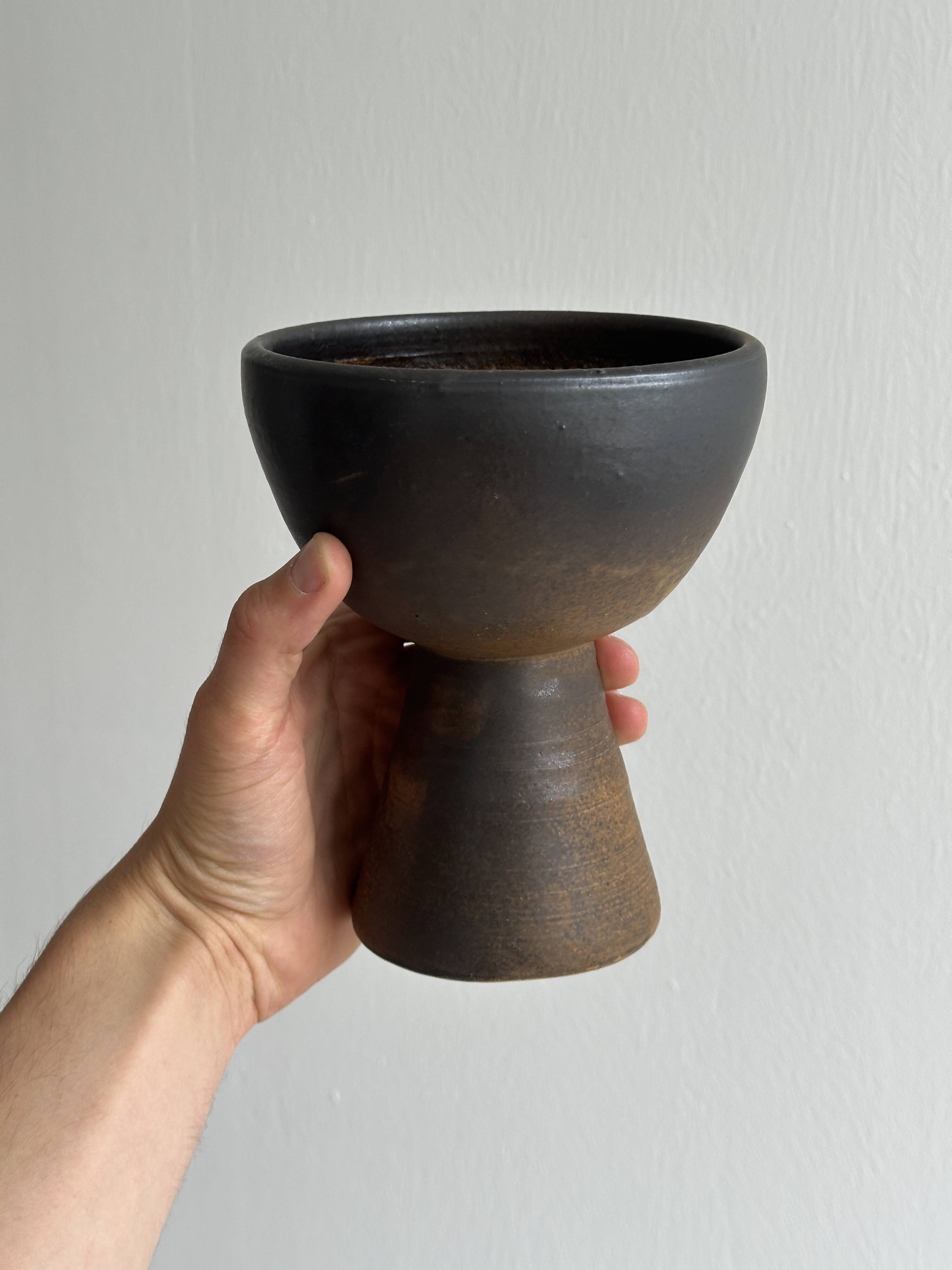 Dark brown raw ceramic cup