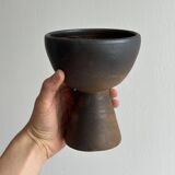 Dark brown raw ceramic cup