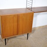 Nisse String wall shelf in walnut wood by Kajsa & Nils Strinning, mid-century shelving system, 1960s