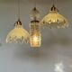 Triple pendant light with Holophanes and vintage tulips