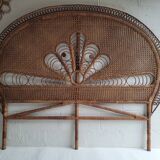 Peacock rattan headboard bed