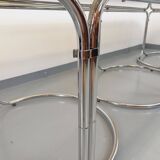 Large vintage modular oval dining table in smoked glass and chromed metal, Space Age style, 70s