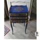 Table de chevet relookée classique – meuble décoratif bleu et doré