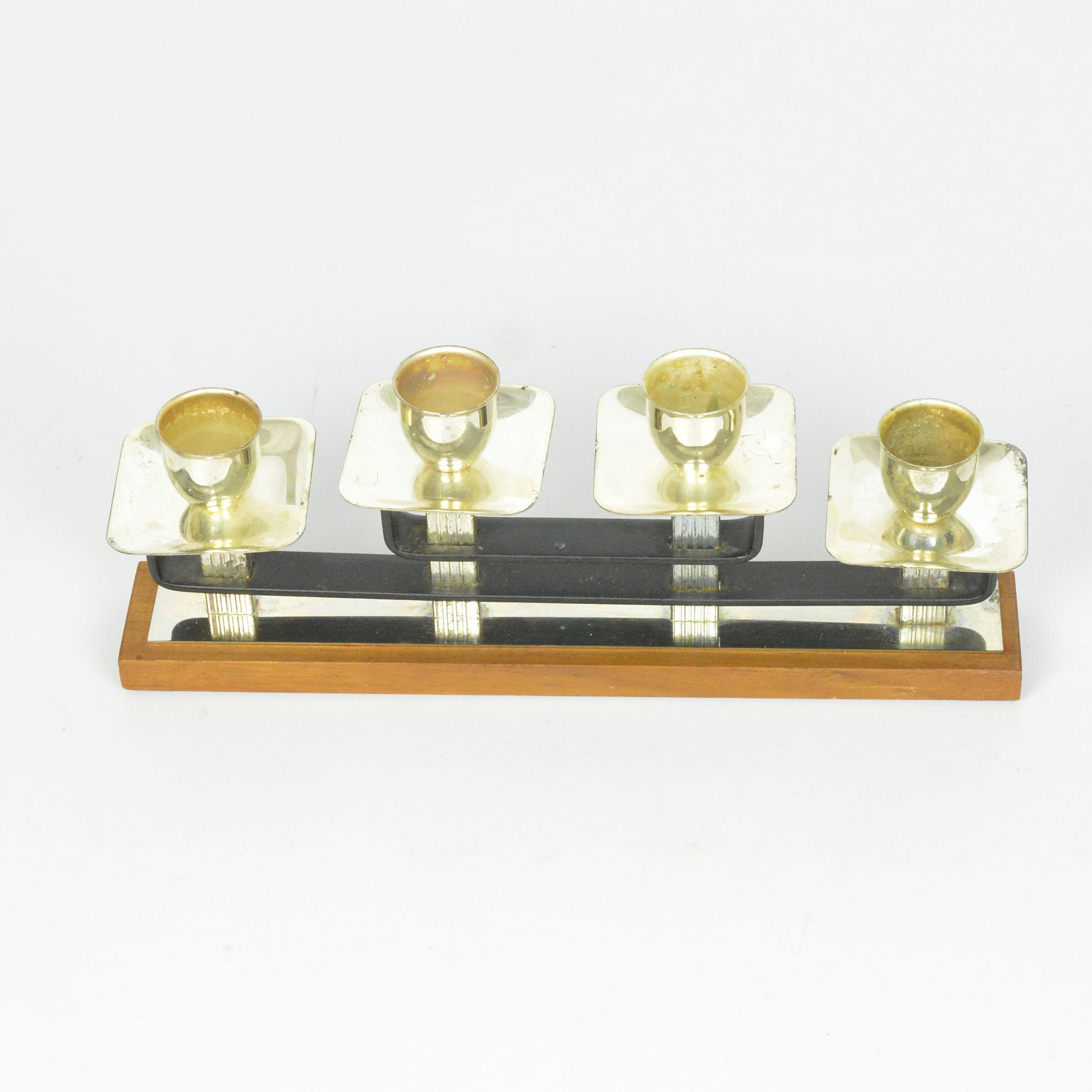 1930s art deco teak candlestick, Austria