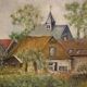 Peinture néerlandaise d'une vue de maisons dans le style impressionniste.