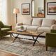Vintage stone coffee table with a cast iron frame.