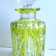 Flacon à parfum verre jaune ouraline, ciselé blanc, Val St Lambert ou St Louis