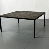 Mid Century minimalistic modernist slate and steel coffee table, 1950s