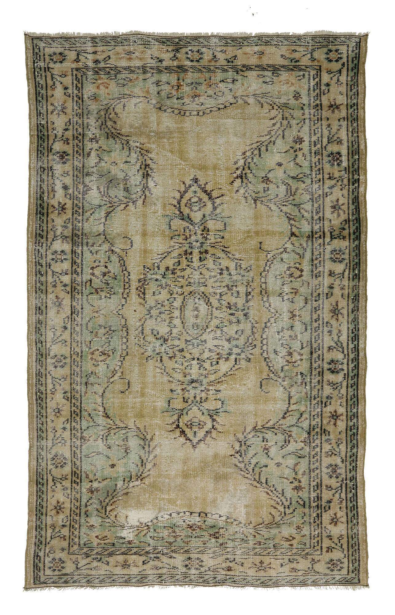 Turkish Anatolian Handmade Vintage Area Rug 253 cm x 158 cm