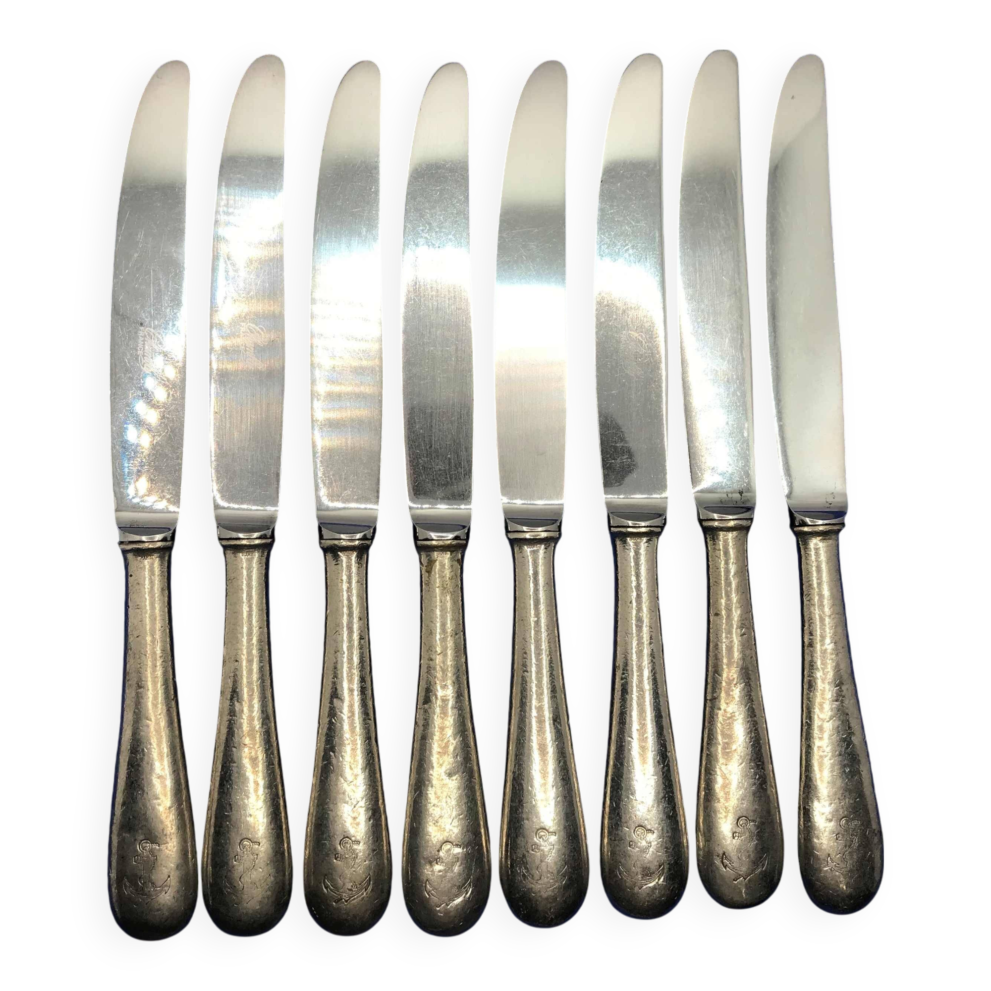 Set of 8 small silver-plated Chambly Navy knives