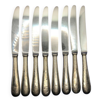 Set of 8 small silver-plated Chambly Navy knives