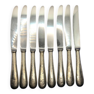 Lot de 8 petits couteaux de la Marine en métal argenté Chambly