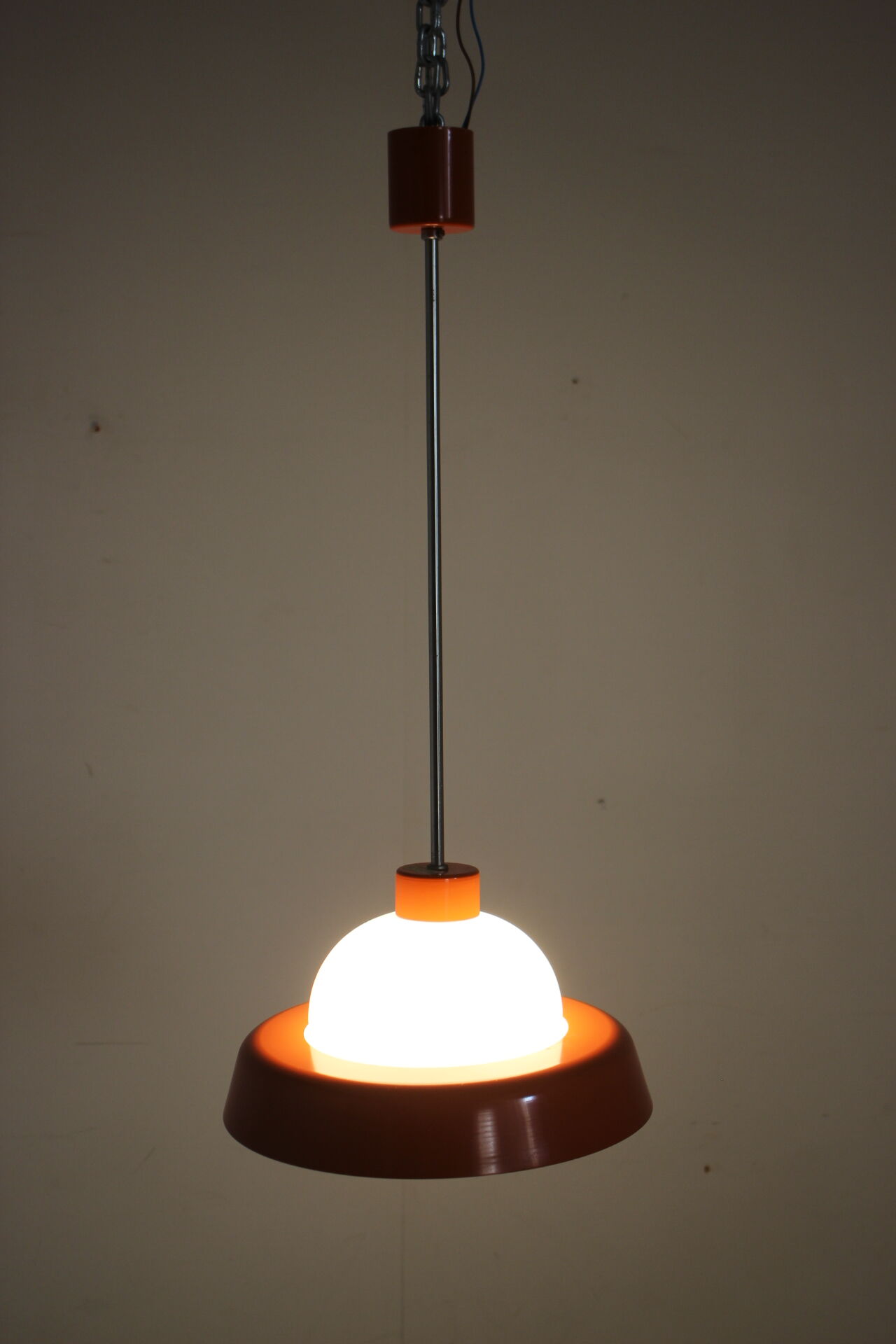 1970s Glass Pendant Lamp by Kamenicky Senov, Czechoslovakia