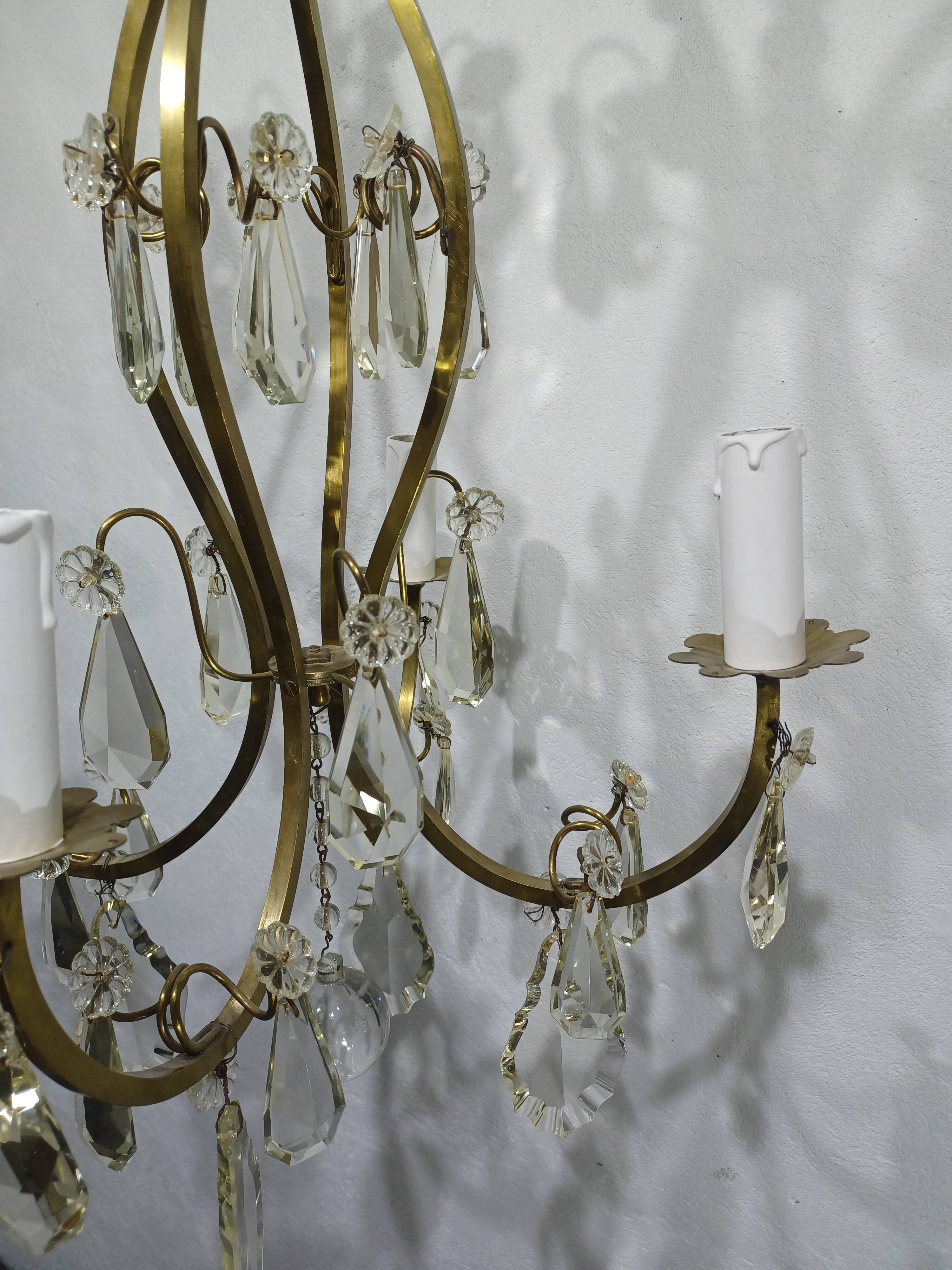 4-light bronze and crystal chandelier