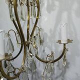 4-light bronze and crystal chandelier