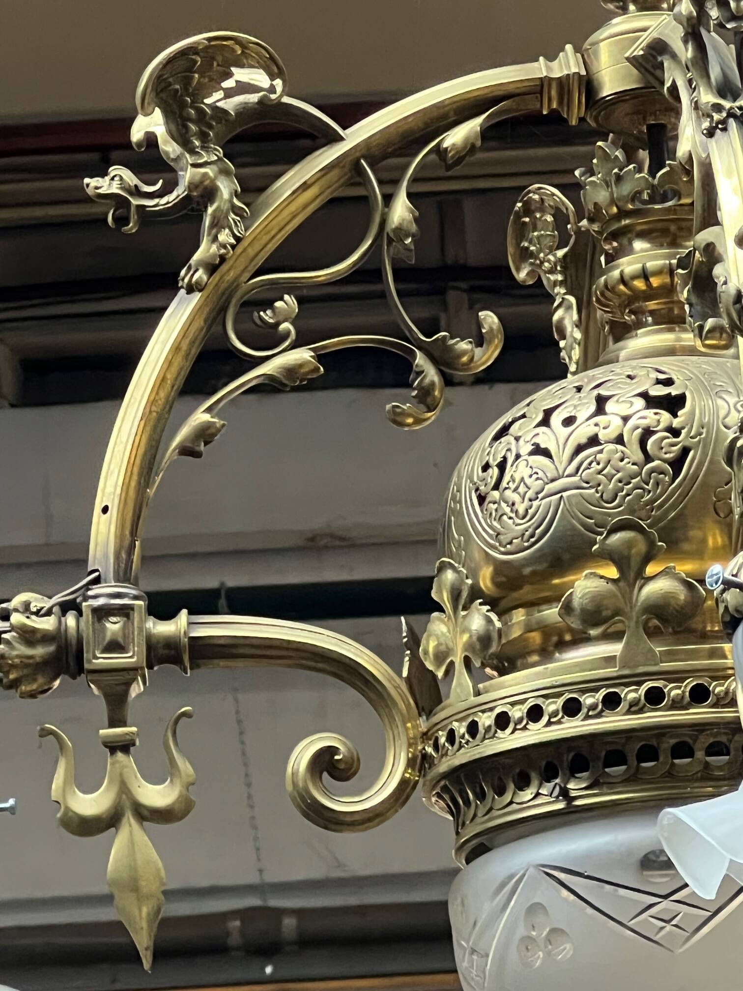 Grand antique chandelier in Gothic style.