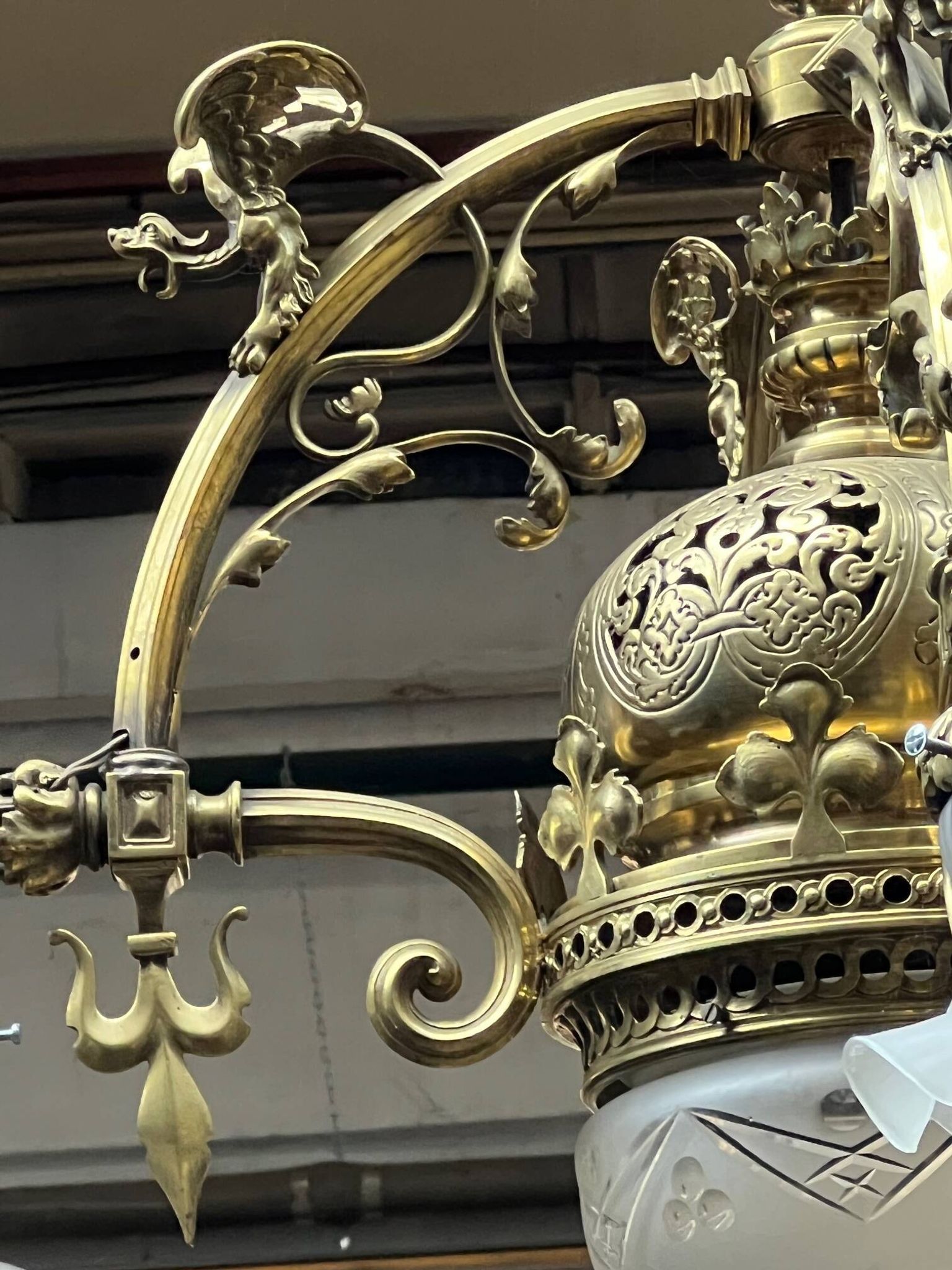 Grand antique chandelier in Gothic style.