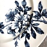 Small round Lunéville dish in blue ironstone, "Azaléa" service