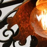 Vintage Wrought Iron Intricate Pendant Lamp, 1930s