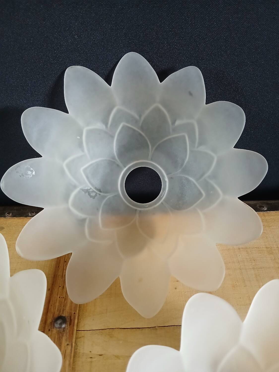 Set of 3 Art Deco glass paste pendant lights