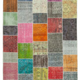 Tapis de patchwork turc surteint fait à la main 205 cm x 300 cm
