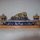 Old 18th-19th century inkwell with polychrome and salamander decoration