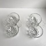 Duo of salt shakers / glass salters 50s