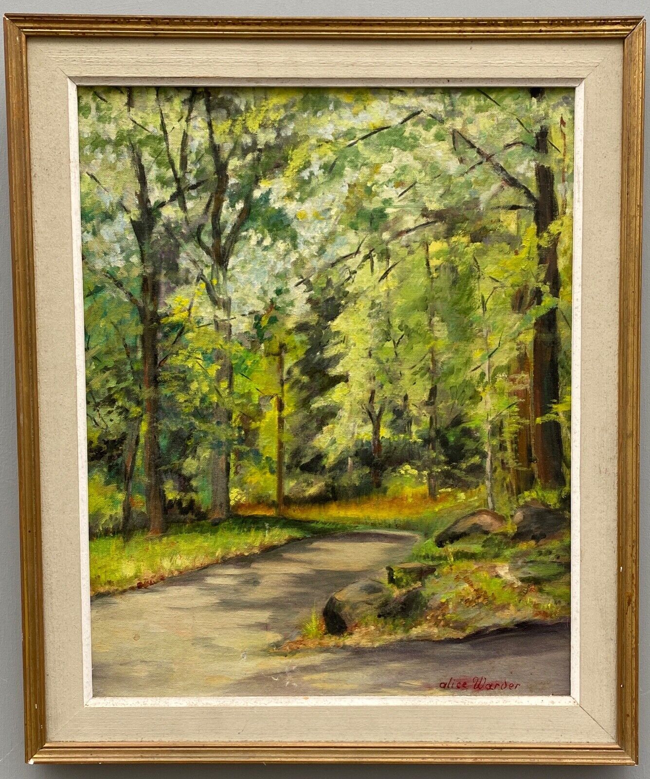 Huile sur carton par alice warder xxe sous bois