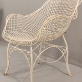 pair of garden chairs in forged iron painted 1950