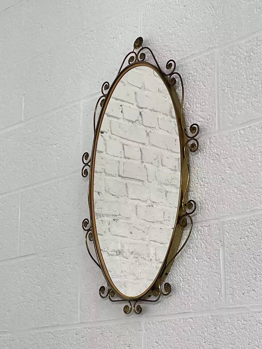 50s oval brass mirror