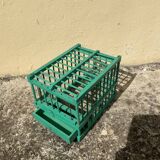 Vintage bird cage in green wood retro paint
