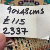 Small vintage turkish rug 90x48 cm, short runner, tribal, shabby, mini carpet