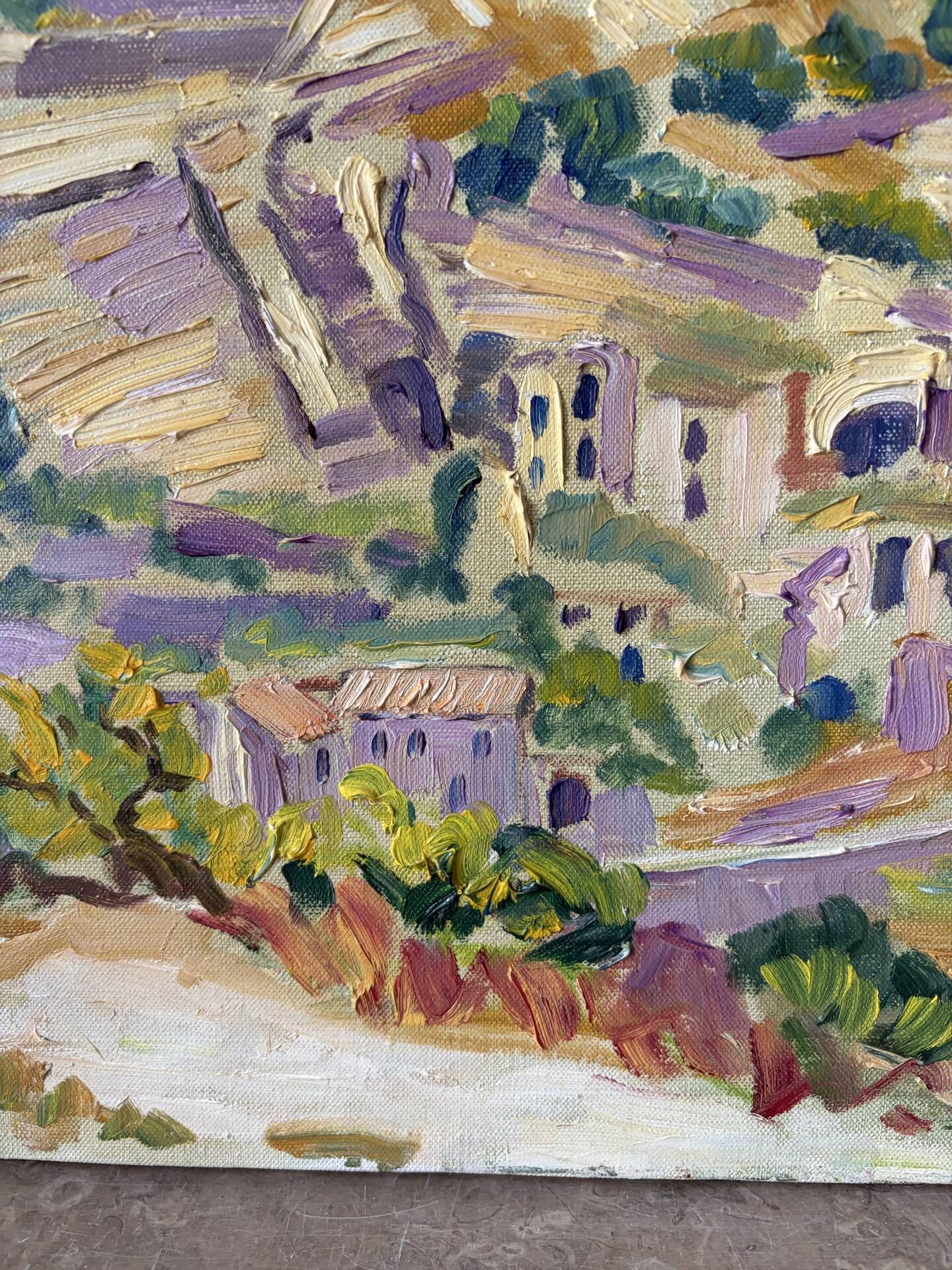 Gordes, village in the Luberon, oil on canvas signed Gisèle Renaut