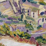 Gordes, village in the Luberon, oil on canvas signed Gisèle Renaut
