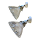 Holophane wall lights with bistro-style porcelain supports