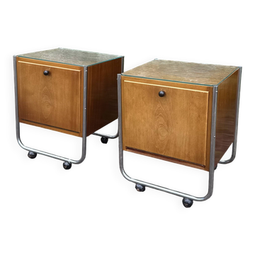 Pair of Functionalist Bedside Cabinets, c. 1940–1955