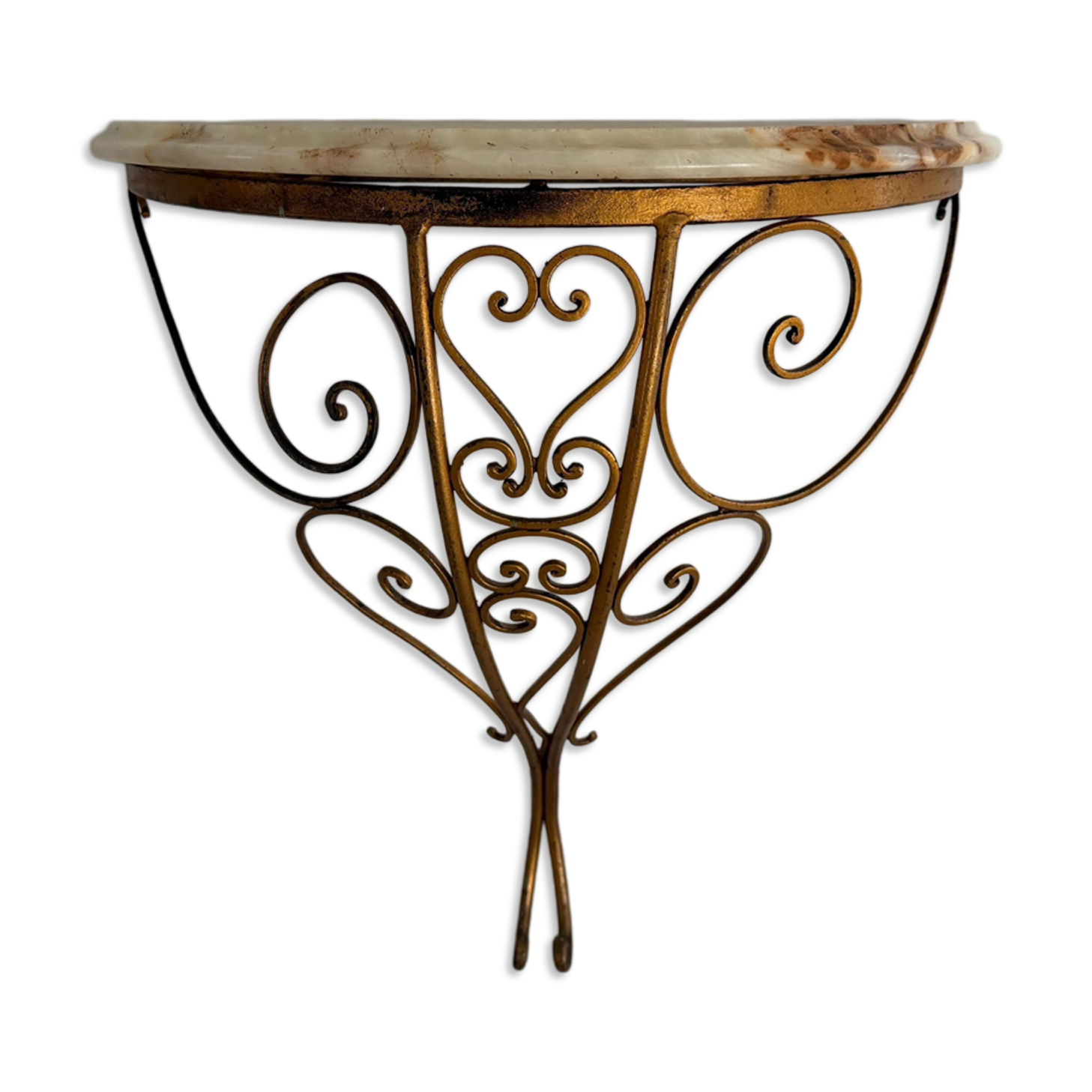 Mid-century floating wall console in wrought iron, 1950, Italy
