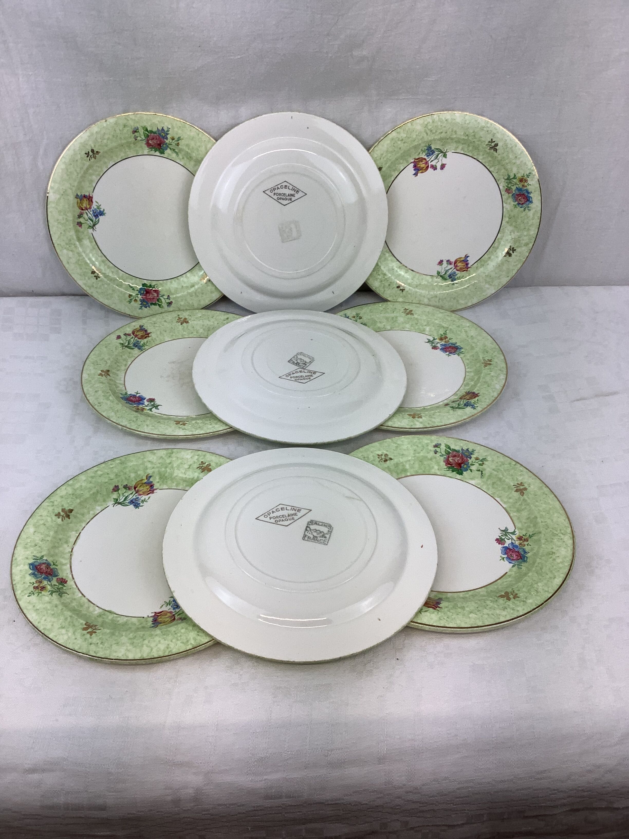 9 Dessert plates spring décor made in france Salins