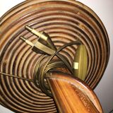Vintage rattan table lamp and fabric
