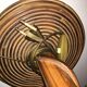 Lampe à poser vintage  rotin et tissu