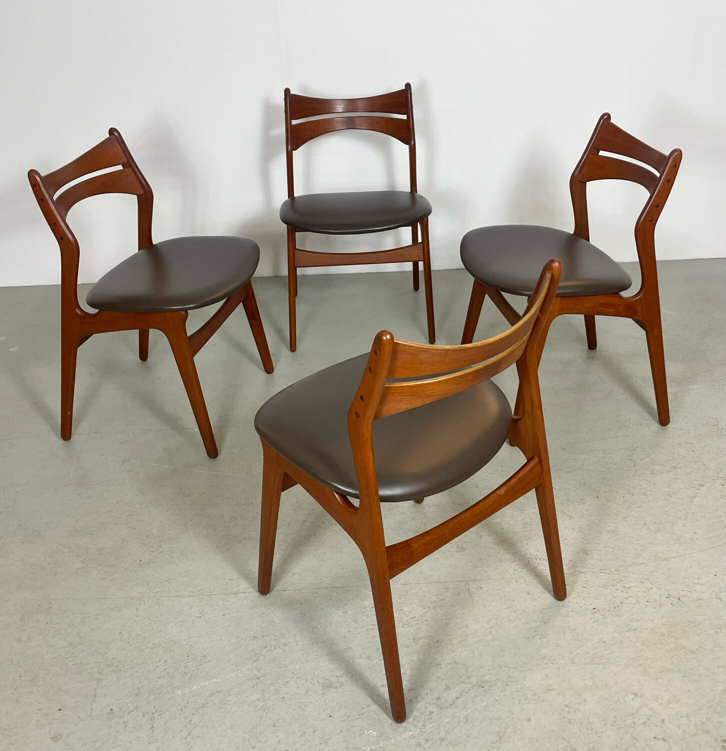 Teak dining chairs by Erik Buch Denmark 1960s