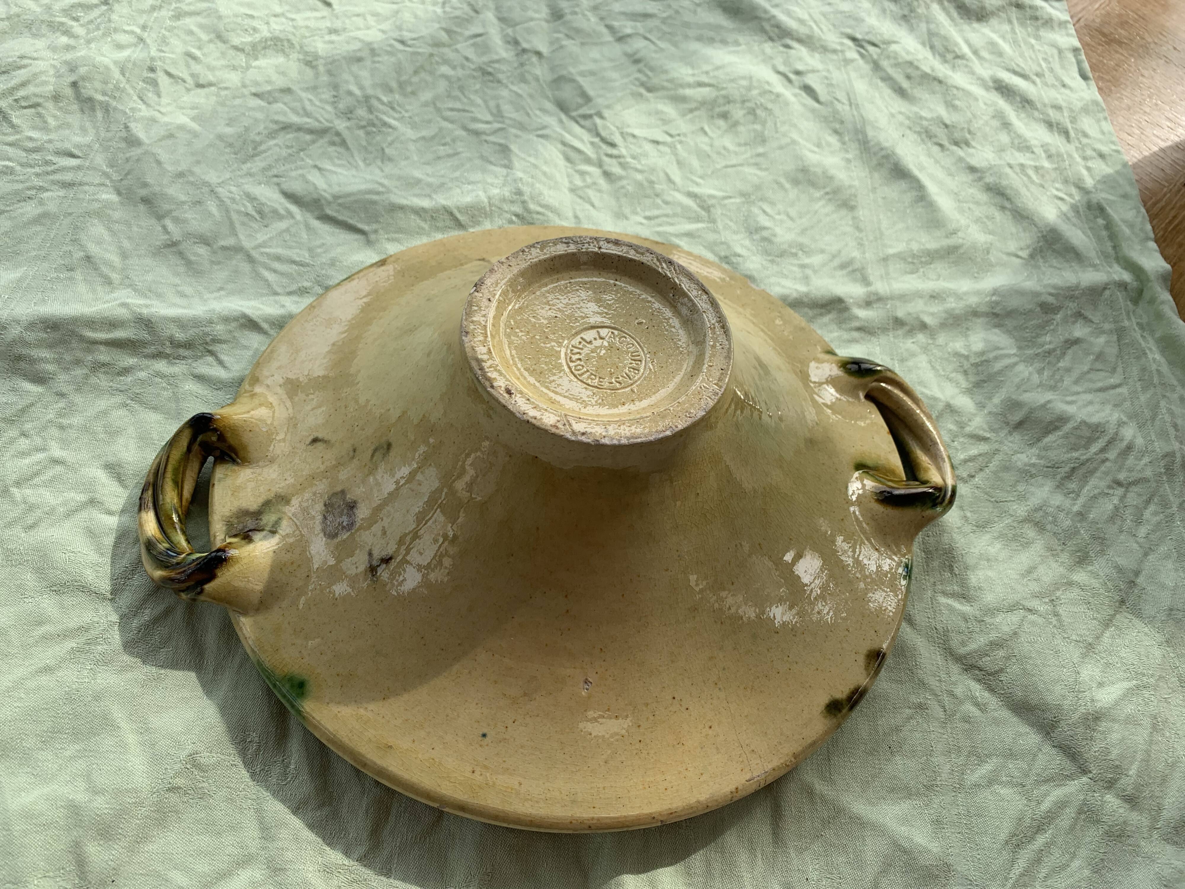 Cup and two baskets glazed sandstone pottery lacourbas with old issoire