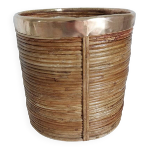 Cache potin en rotin - laiton