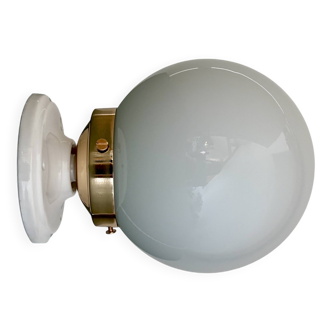 Vintage wall or ceiling light globe in white opaline.